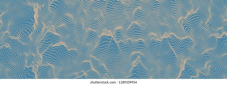 Abstract science or technology background. Graphic design. Network illustration with particle. 3D grid surface. 