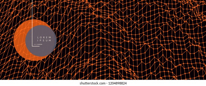 Abstract science or technology background. Graphic design. Network illustration. 3D grid surface.