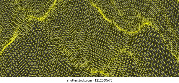 Resumen de antecedentes científicos o tecnológicos. Diseño gráfico. Ilustración de red. Superficie de cuadrícula 3D.