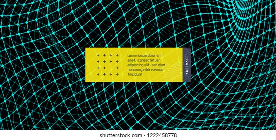 Abstract science or technology background. Graphic design. Network illustration. 3D grid surface.