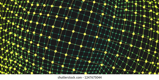 Abstract science or technology background. Graphic design. Network illustration. 3D grid surface.