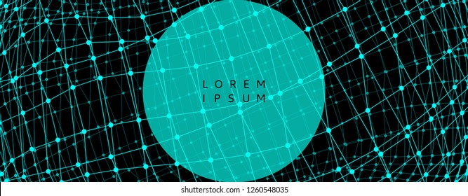 Abstract science or technology background. Graphic design. Network illustration. 3D grid surface.