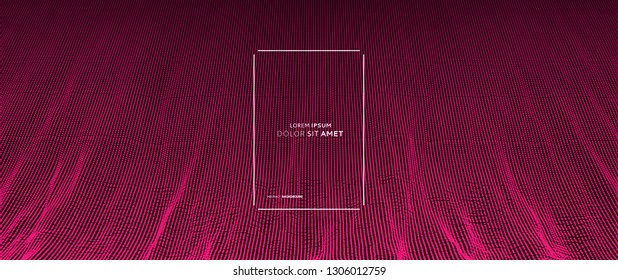 Abstract science or technology background. Graphic design. Network illustration with particle. 3D grid surface. 