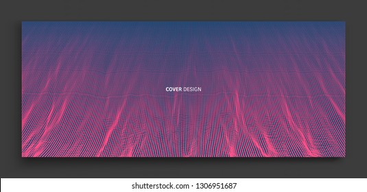 Antecedentes abstractos de ciencia o tecnología. Diseño gráfico. Ilustración de red con partícula. Superficie de cuadrícula 3D. 