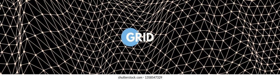 Abstract science or technology background. Graphic design. Network illustration. 3D grid surface.