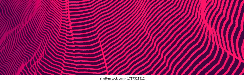 Abstract science or technology background. Graphic design. Network illustration with particle. 3D grid surface. 