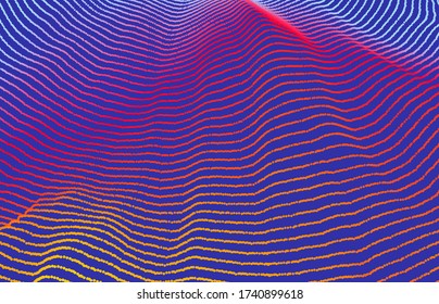 Abstract science or technology background. Graphic design. Network illustration with particle. 3D grid surface. 