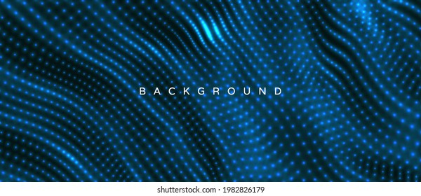 Abstract science or technology background. Graphic design. Network illustration with particle. 3D grid surface. 
