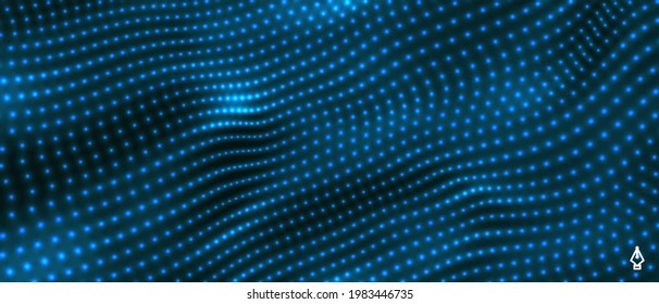 Abstract science or technology background. Graphic design. Network illustration with particle. 3D grid surface. 