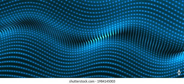 Abstract science or technology background. Graphic design. Network illustration with particle. 3D grid surface. 