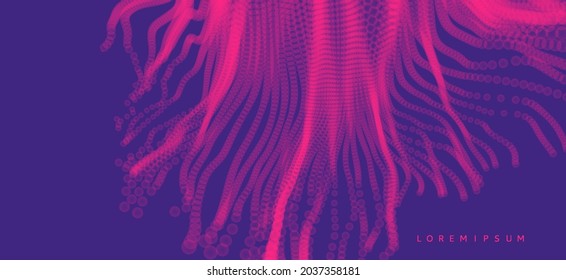 Abstract science or technology background. Graphic design. Network illustration with particle. 3D grid surface. 