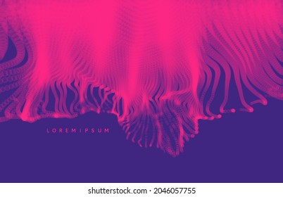 Abstract science or technology background. Graphic design. Network illustration with particle. 3D grid surface. 