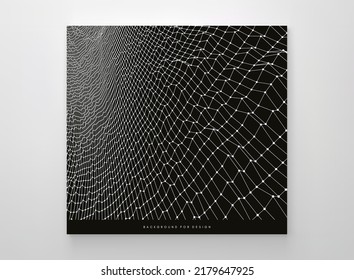 Abstract science or technology background. Graphic design. Network illustration. 3D grid surface.