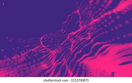 Abstract science or technology background. Graphic design. Network illustration with particle. 3D grid surface. 