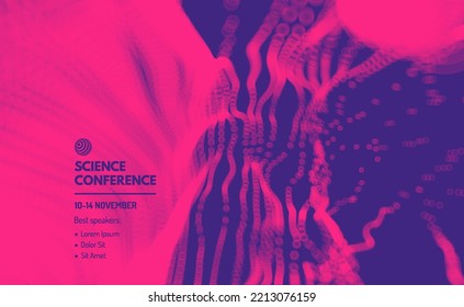Abstract science or technology background. Graphic design. Network illustration with particle. 3D grid surface. 