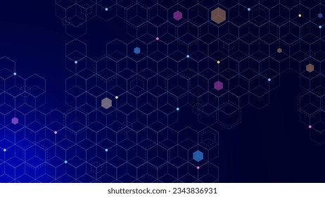 Resumen de antecedentes científicos y tecnológicos con patrón hexágono. Ingeniería química, estructura molecular e investigación genética. Salud, concepto de innovación médica. Ilustración vectorial.