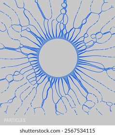 Abstract science or technology background. Hole made from flying particles. 3d vector illustration for brochure, poster, presentation, flyer or banner.