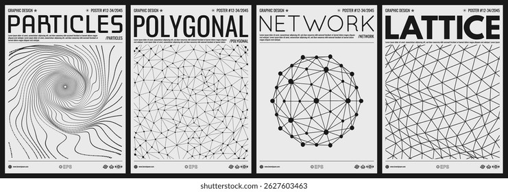 Abstract science or technology background. Lattice structure. 3d grid surface. Black and white cover design template. Sphere. Vector illustration for brochure, poster, presentation, flyer or banner.