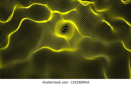 Abstract science or technology background. Network illustration with particle. 3D grid surface. 