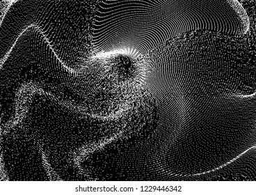 Abstract science or technology background. Network illustration with particle. 3D grid surface. 