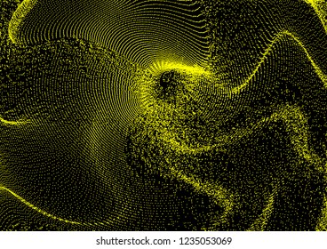 Abstract science or technology background. Network illustration with particle. 3D grid surface. 