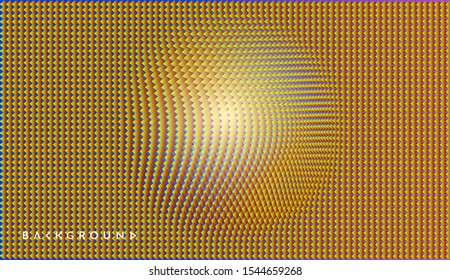  Abstract science or technology background. Rectangular particles forming a golden spherical surface. 3d vector illustration for design