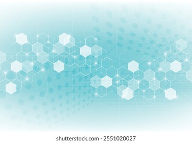 Abstract science template background. Technology lines and dots connection. Wallpaper or banner with a DNA molecules.