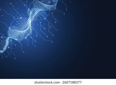 Abstract science template background. Technology structure molecule  lines and dots connection. Wallpaper or banner with a DNA, Medical, Chemistry.