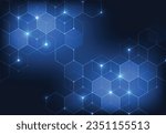 Abstract science template. Technology lines and dots connection background. Wallpaper or banner with a DNA molecules. Vector illustration