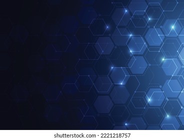 Abstract science template. Technology lines and dots connection background. Wallpaper or banner with a DNA molecules. Vector illustration