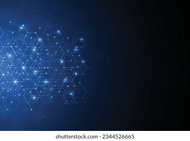 Abstract science template. Technology lines and dots connection background. Wallpaper or banner with a DNA molecules. Vector illustration