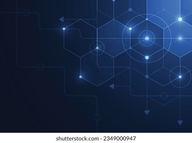 Abstract science template. Technology lines and dots connection background. Wallpaper or banner with a DNA molecules. Vector illustration
