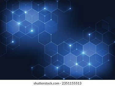 Abstract science template. Technology lines and dots connection background. Wallpaper or banner with a DNA molecules. Vector illustration