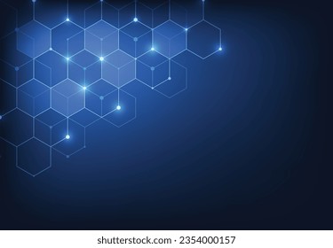 Abstract science template. Technology lines and dots connection background. Wallpaper or banner with a DNA molecules. Vector illustration