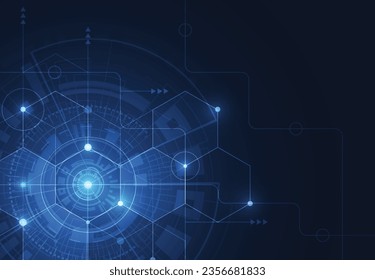 Abstract science template. Technology lines and dots connection background. Wallpaper or banner with a DNA molecules. Vector illustration