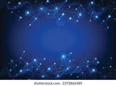 Abstract science template. Technology lines and dots connection background. Wallpaper or banner with a DNA molecules. Vector illustration