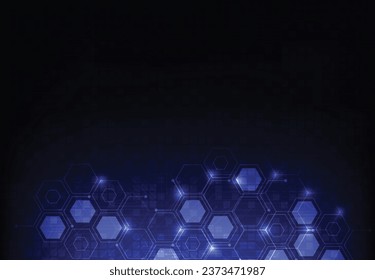 Abstract science template. Technology lines and dots connection background. Wallpaper or banner with a DNA molecules. Vector illustration