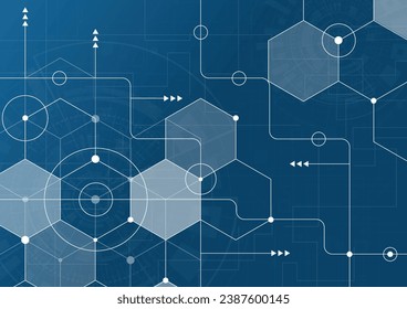 Abstract science template. Technology lines and dots connection background. Wallpaper or banner with a DNA molecules. Vector illustration