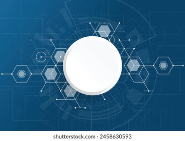 Abstract science template. Technology lines and dots connection background. Wallpaper or banner with a DNA molecules. Vector illustration