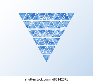 Abstract science vector background with blue triangles.