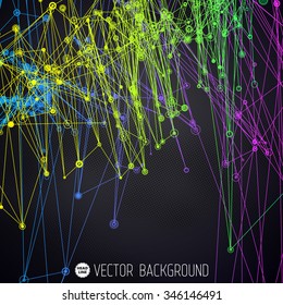 Abstract Science Vector Background. Geometric Polygonal Shape. Connecting Dots and Lines Structure