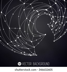 Abstract Science Vector Background. Geometric Polygonal Shape. Connecting Dots and Lines Structure
