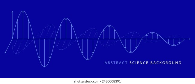 Abstract science vector background illustration. Magnetic electric waves. Technology design concept. Chemistry graphic particles. Big data template.