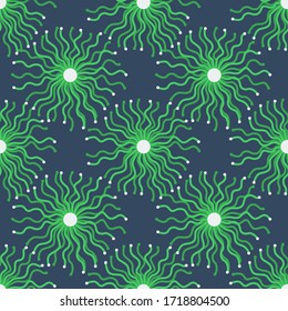 Abstract science virus hand drawn seamless pattern. Ideal for background, wallpaper, textile, backdrop, wrapping paper. Pattern design.