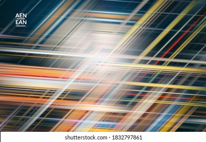 Abstract science wallpaper with glowing rays light effect. Template design for internet speed communication data computing technology. Futuristic texture of trails blurred energy motion.
