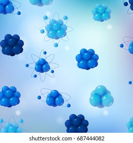 Abstract scientific background with atoms structure. Vector proton neutron and electron. Science concept.