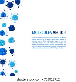 Abstract scientific background with atoms structure. 3d vector protons neutrons and electrons. Science concept.