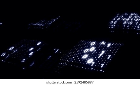 Abstract scientific background. Information technology concept. Digital cyberspace with rapidly changing numbers. Vector illustration