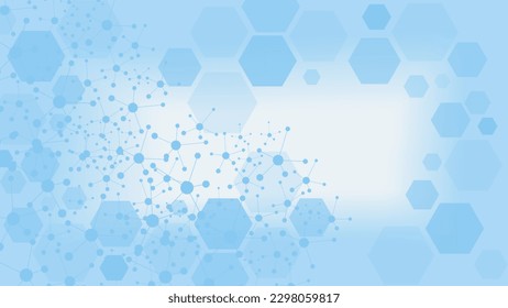 Abstract scientific with molecular structure for health care and medical concept background. Geometric hexagonal shape medicine and science backdrop. Vector illustration.