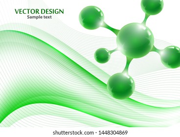 Abstract scientific molecule background for medicine, science, technology, chemistry. Waves flow. Design wallpaper or banner. Vector geometric dynamic illustration
